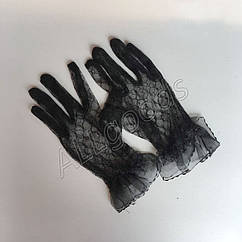 Гіпюрові рукавички, мереживні (p770) Чорні