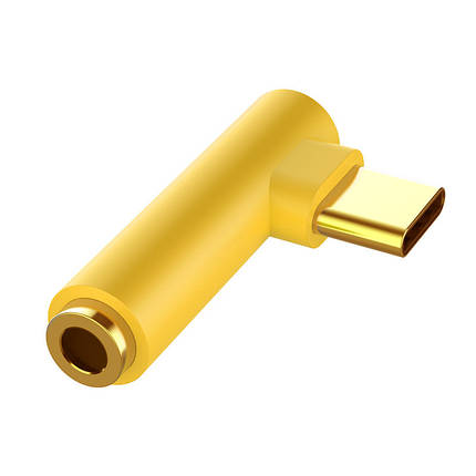 Перехідник кутовий аудіо Alitek USB Type-C — Audio 3.5 мм Yellow, фото 1