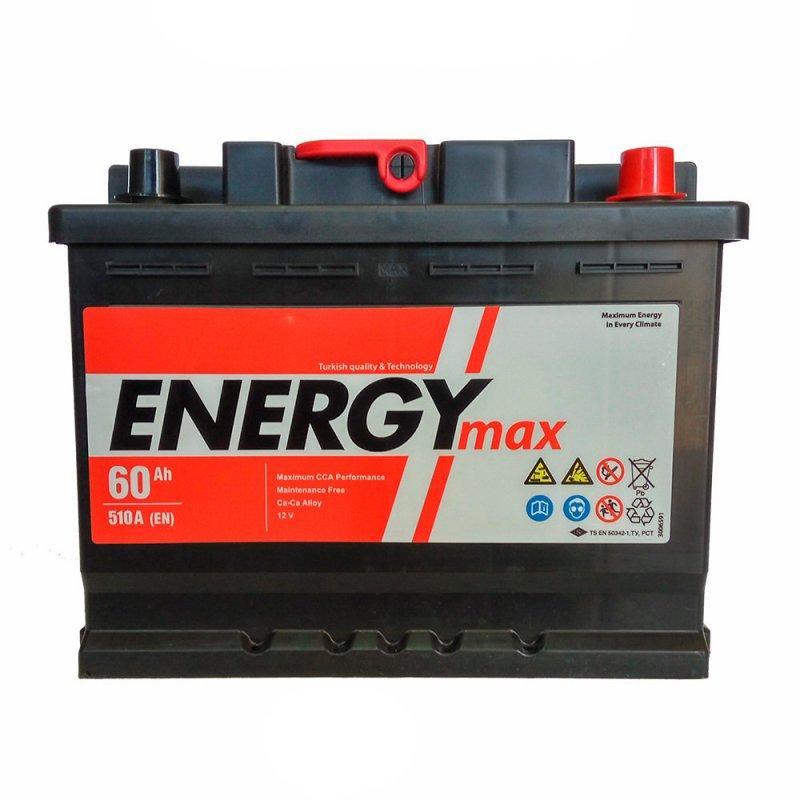 Акумулятор ENERGYmax 60Ah/510A R+ (ЕнерджіМакс) Автомобільний АКБ Туреччина НДС