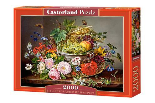 Пазли 2000 елементів "Натюрморт з квітами і фруктами" C~200658 menu Castorland