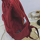 Прямокутний рюкзак вельветовий каркасний (рожевий, чорний, червоний), фото 7