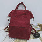 Прямокутний рюкзак вельветовий каркасний (рожевий, чорний, червоний), фото 2
