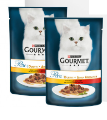 Вологий корм для котів Gourmet Perle Purina (Гурме Перл Пурину) з куркою і яловичиною в підливці, 0,85 г