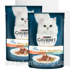 Вологий корм для котів Gourmet Perle Purina (Гурме Перл Пурину) з лососем і сайдой в підливці, 0,85 г