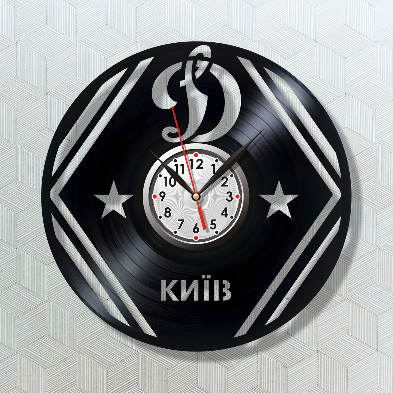 ФК Динамо Годинник настінний Динамо Годинник із вінілу Годинник у спортзал Годинник тренеру ФК Кварцовий механізм 300 мм, фото 1