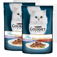 Вологий корм для котів Gourmet Perle Purina (Гурме Перл Пурину) з телятиною і качкою в підливці, 0,85 г