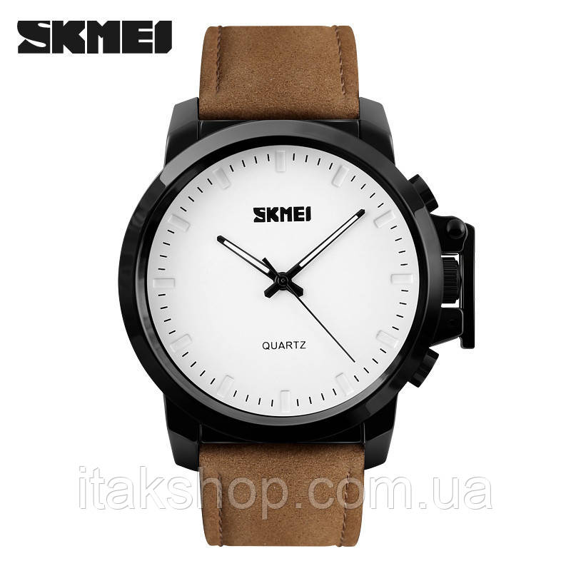 Класичний годинник Skmei 1208 коричнева замша
