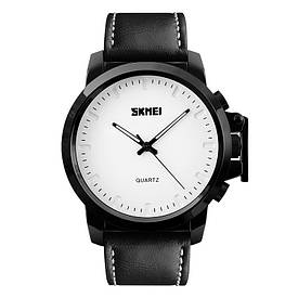 Класичні годинник Skmei 1208 Чорні з білим циферблатом класика