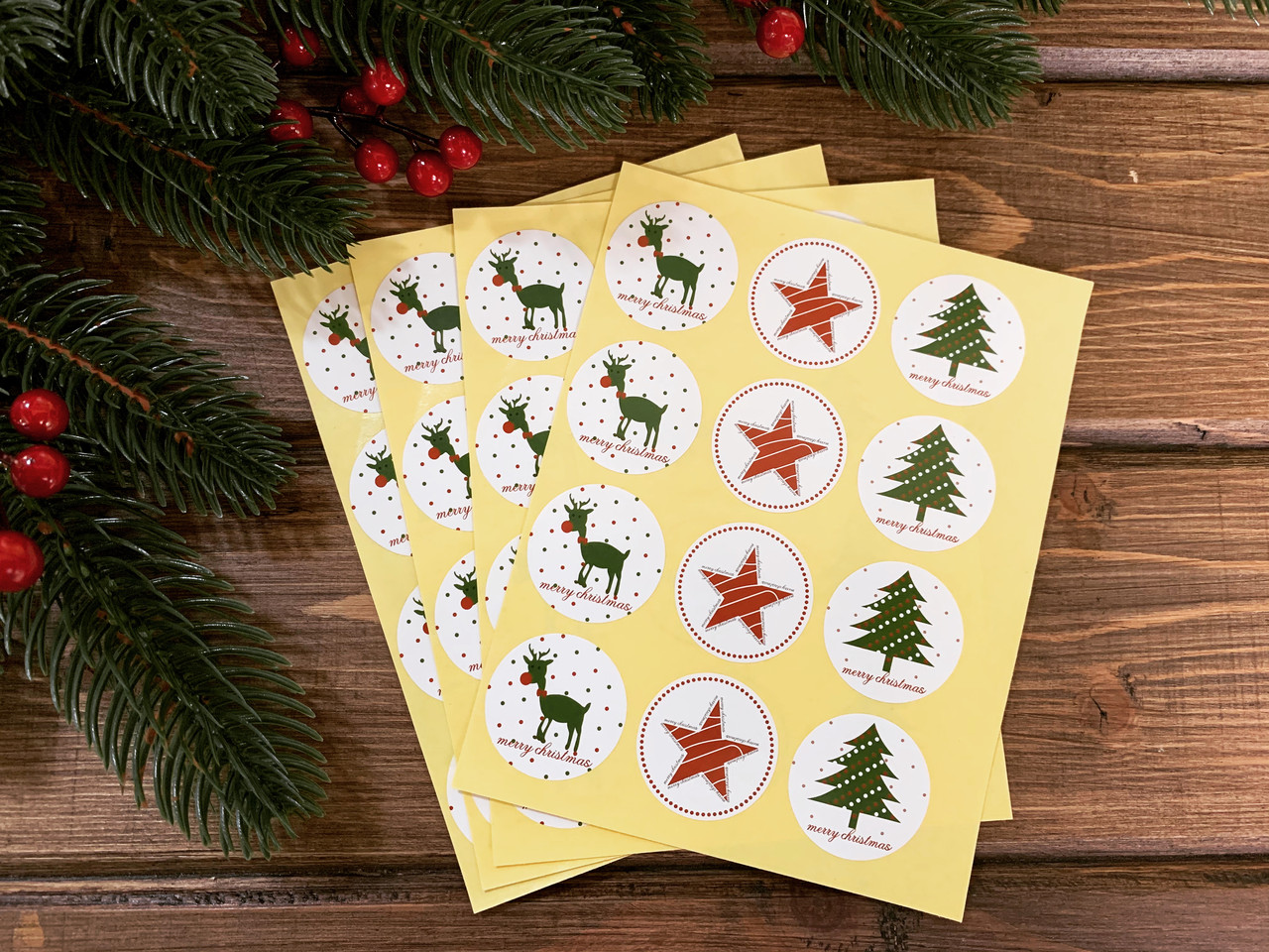 Наклейки "Merry Christmas" 12шт, фото 1