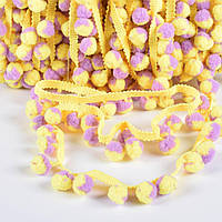 Тасьма з помпонами 10мм жовта, жовто-червоні помпони (52314.038)