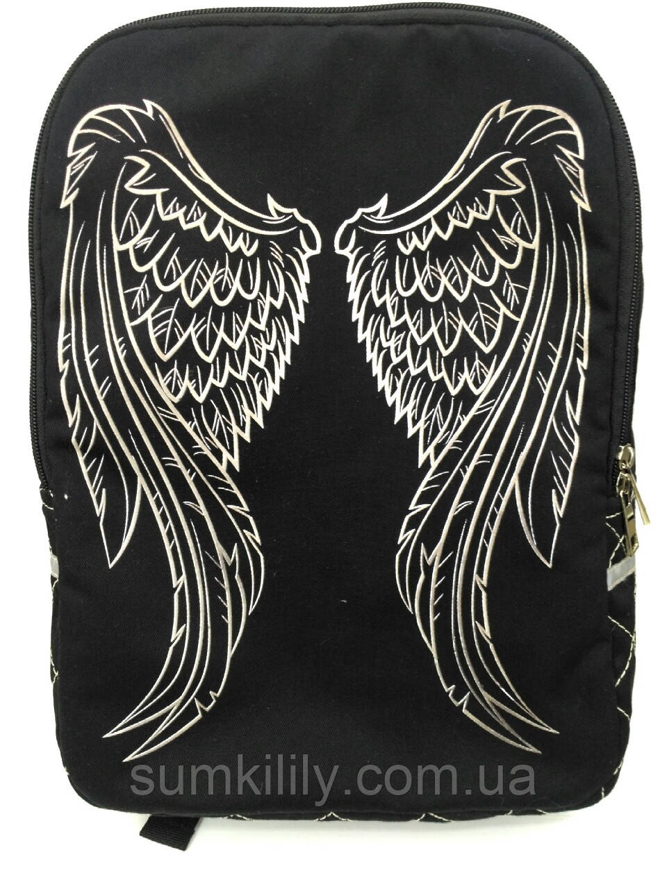 Джинсовий рюкзак КРИЛЬЯ АНГЕЛА чорний, фото 1