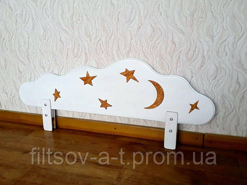 Белый защитный бортик для детской кроватки "Облако" с аппликацией, фото 2