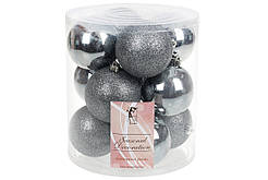 Набір ялинкових кульок 8см сталевий (12шт)