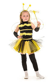 Дитячий карнавальний костюм для дівчинки «Бджілка в пачці» 100-110 см, 110-120 см, 120-130 см, чорно-жовтий