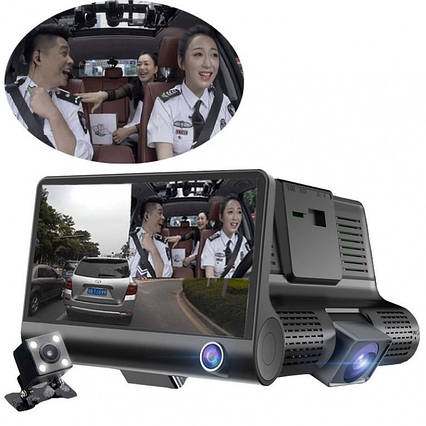 Відеореєстратор із 3 камерами Car DVR WDR Full HD 1080P, фото 1
