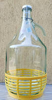 Бутыль стеклянный в пластиковой корзине 5л с бугельной пробкой (Польша)