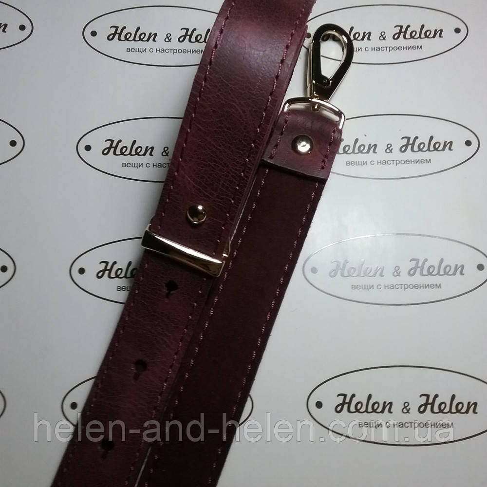 Ремінь для сумки з натуральної шкіри 130*2,5. Колір Бордо, фото 1