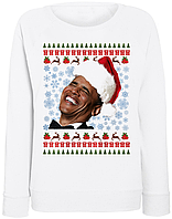 Женский новогодний свитшот Obama Christmas (белый)