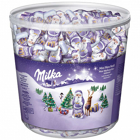 Шоколадні цукерки Milka Mini Pere Noel Санта, відро 1.540 кг.