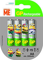 GP 2000 mAh AA в блистере Minion Made. Цена за уп. 4 шт.