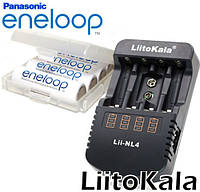 Комплект: Liitokala Lii-NL4 + 4 Panasonic Eneloop 2000 mAh BK 3MCCE (AA) + Бокс.