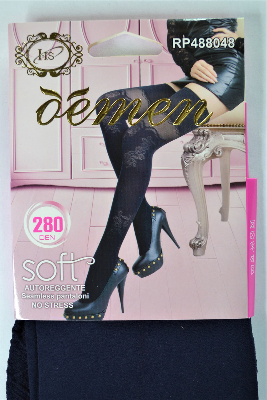 Панчохи фантазійні Demen щільні 280 Den якісні Free чорні (488048)