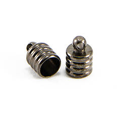 Концевики для Шнура, Латунь, Колір Збройова Сталь, 9х6мм, Внутрішній Діаметр 4.5мм, Отвір 1мм, 20 шт