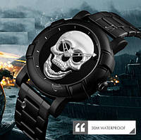 Оригинальные мужские часы Skmei 9178 Skull Black-Silver