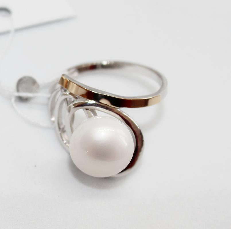 Каблучка з білим перлами зі срібла Ірма