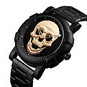 Оригінальний чоловічий годинник Skmei 9178 Skull Black Gold, фото 3