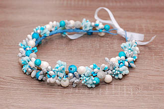 Вінок для волосся новорічний для ранку або фотосесії блакитний 234