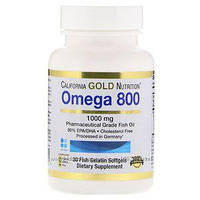 Омега 800 TГ, 1000 мг, 30 капс, 480 ЭПК/320 ДГК омега 3 триглицериды California Gold Nutrition USA
