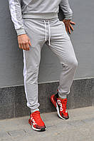 Спортивные штаны мужские с лампасами, серые легкие спортивные брюки для прогулок и тренировок молодежные хб