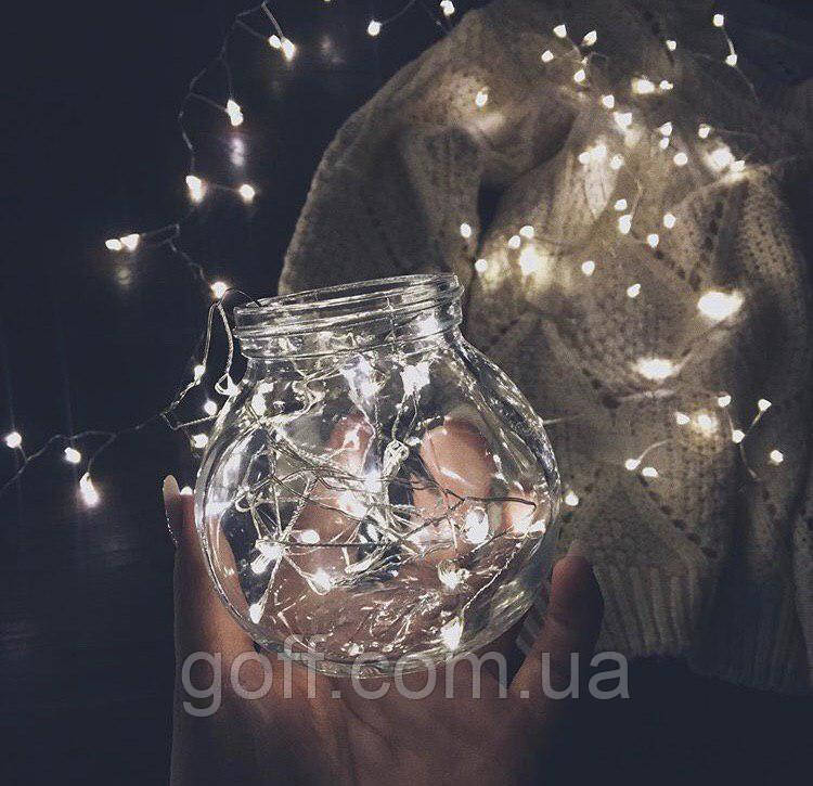 Гірлянда роса з батарейками 3 метри білий колір, фото 1