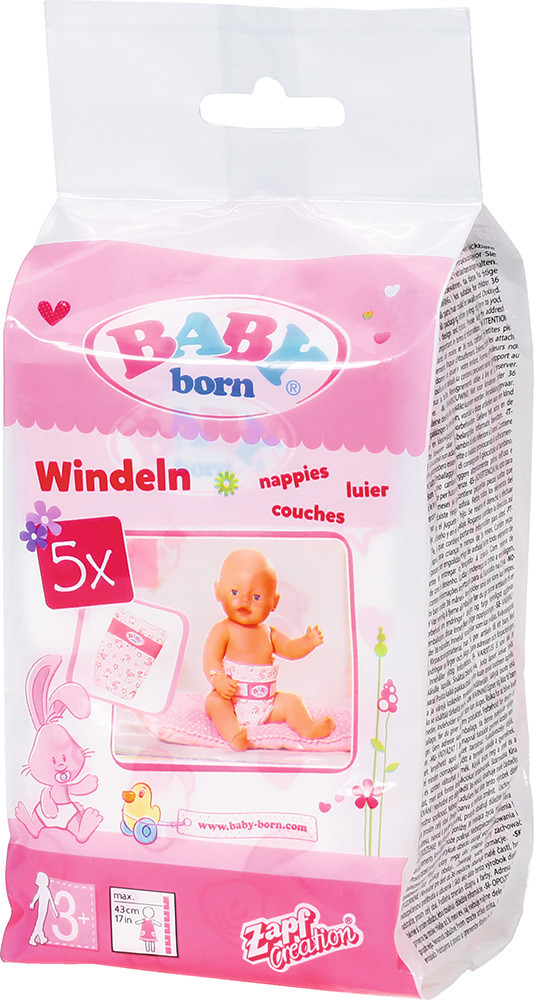 Памперсы подгузники куклы Беби Борн 5 штук Baby Born Zapf Creation 826508 - фото 1 - id-p1080927038