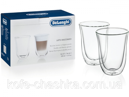 Набір склянок для лате Delonghi Latte Macchiato 220 мл (2 шт.), фото 1