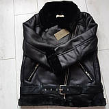 Жіноча чорна дублянка авіатор у стилі Зара, фото 8