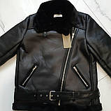 Жіноча чорна дублянка авіатор у стилі Зара, фото 7