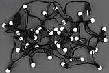 Світлодіодна гірлянда на 100 Led Кульки зелений провід електрична з контролером біла 8.5 м, фото 5