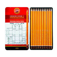 Набор графитных карандашей Koh-i-noor Technic для технических работ, HB-10H, 12 штук