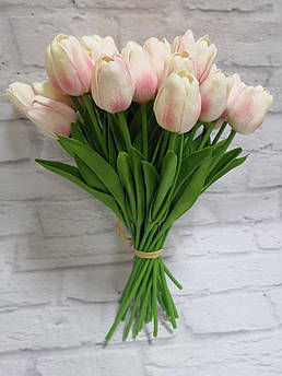 Квіти силіконові штучні тюльпани 31 шт. декор букет різних кольорів рожевий