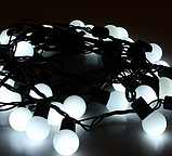Світлодіодна гірлянда на 100 Led Кульки зелений провід електрична з контролером біла 8.5 м, фото 4