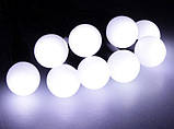 Світлодіодна гірлянда на 100 Led Кульки зелений провід електрична з контролером біла 8.5 м, фото 3