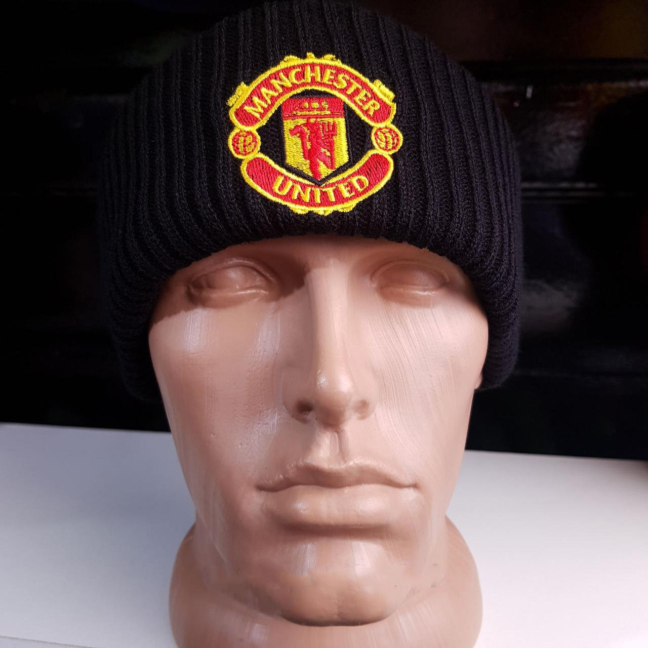 Шапка в'язана з логотипом ФК МАНЧЕСТЕР 3075-MNU, фото 1