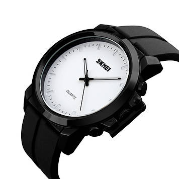 Класичні чоловічі годинники Skmei 1208 Чорні з білим циферблатом