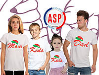 Футболки для новорічної фотосесії 2025 всієї родини Family Look Фемілі лук мами, тата, сина, доньки