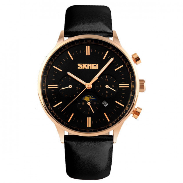 Чоловічі класичні годинник Skmei 9117 Black Gold