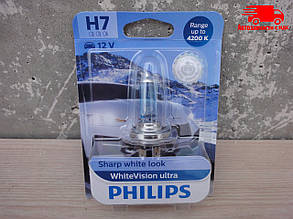 Лампа розжарювання H7 12V 55W PX26d H7 WhiteVision ULTRA +60 (4200K) (Philips) 12972WVUB1