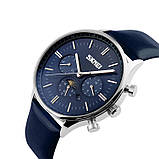 Чоловічі класичні годинник Skmei 9117 Silver Blue, фото 4