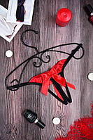 Открытые секси стринги с бантиком Красные. Размеры от XS до XXL